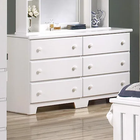 57 Inch 6 Drawer Dresser with Roller Glides